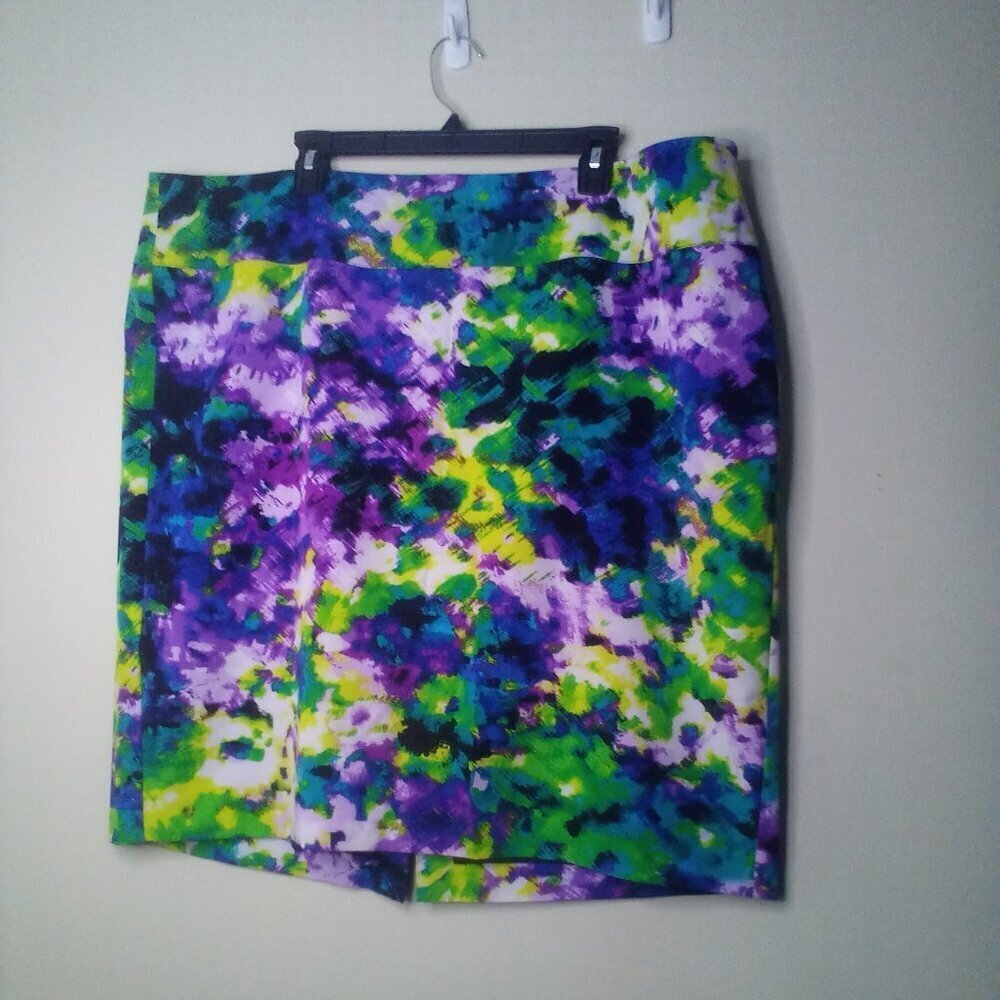 Lane Bryant Skirt 24 Women Straight Pencil Knee Length Pattern Colorful